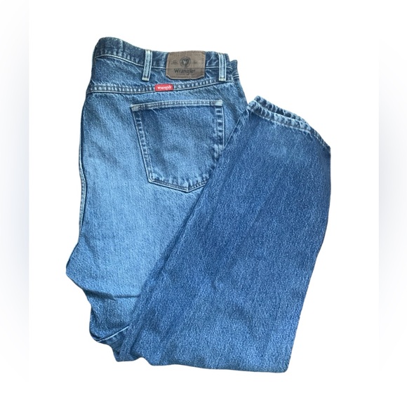 WRANGLER Men’s Destroyed Distressed Denim Blue Jeans Pants 44” x 30” - Picture 6 of 14